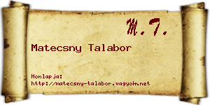 Matecsny Talabor névjegykártya